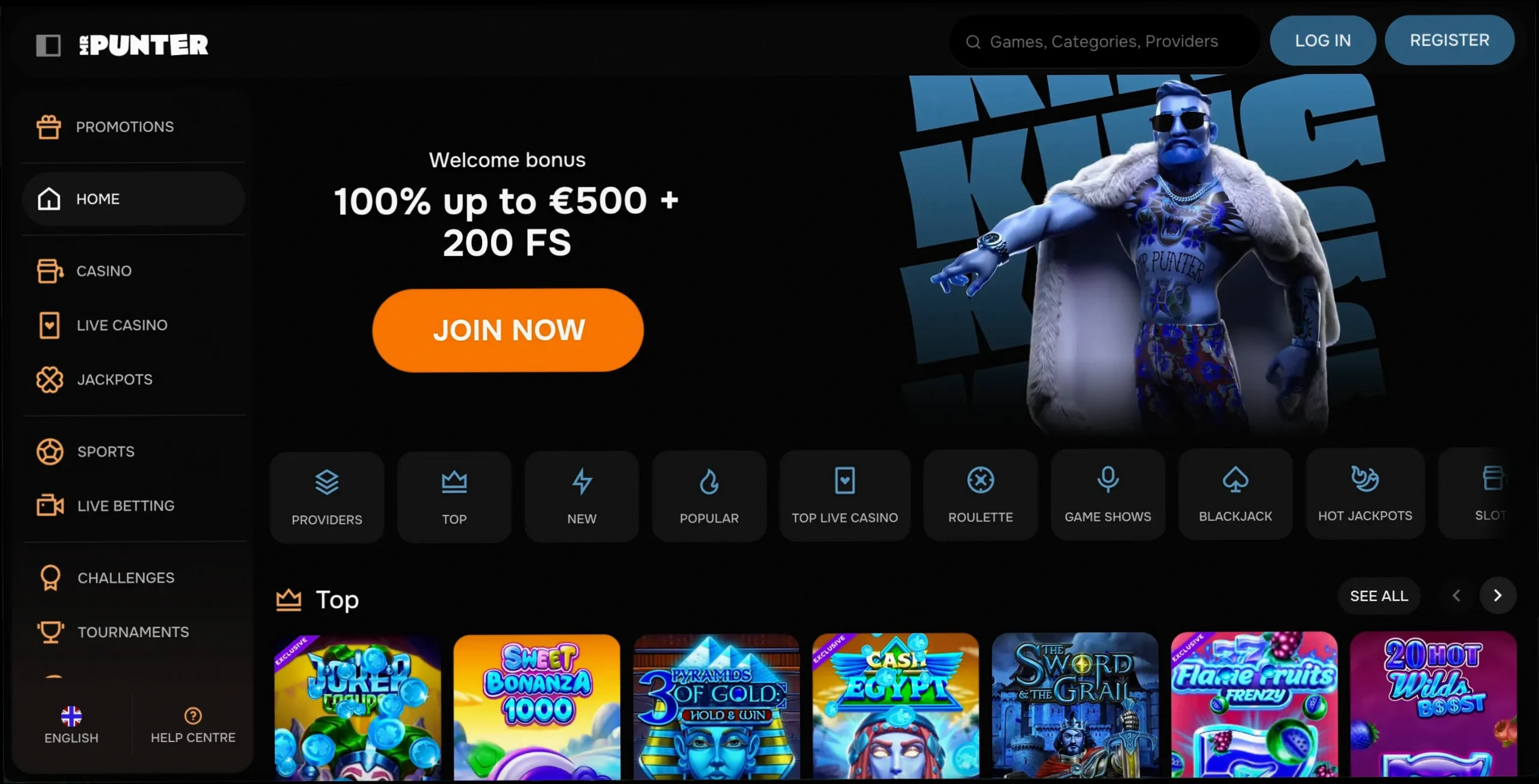 Mr punter 100% tot €500 + 200 Gratis Spins welkomstbonus